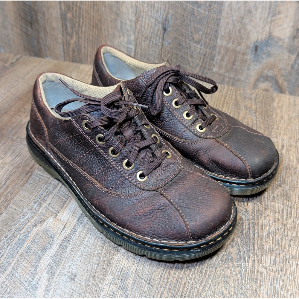 Dr Doc Martens John Shoes Men's 10 Dark Brown Leather Lace Up Casual Oxfords